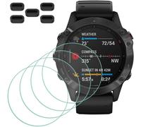 Protections D'écran En Verre Trempé Compatibles Garmin Fenix 6 / 6 Pro / 6 Multisport - Pack 4 Films 0,3 Mm + 5 Caches-Poussière - 9h, Sans Bulles, Haute Transparence, Anti-Traces