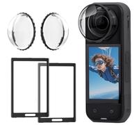 Protections d'objectif pour Insta360 X5 avec 2 protections d'écran en verre trempé Accessoires d'appareil photo en plastique PC (verre optique + 2 films de protection)