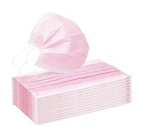 Protections faciales Disp0sable 50/100 Adultes, 3 couches jetables, confortables, respirantes, unies, en tissu de couleur pure et unie, coussinets de protection personnalisés (rose - B, 50)