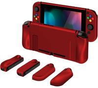 Protective Accessories for Switch Case,Cover with Cap for Nintendo Switch and Screen Protector & AlterGrips Buttons Scarlet Red