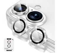 Protective Camera Lens For Iphone 16/Iphone 16 Plus,9h Lens Protection Film [Scratch Glass] [Ultra Hd] Individual Metal Ring Camera Protector,Diamond Silver