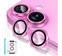 Protective Camera Lens For Iphone 16 / Iphone 16 Plus, 9h Lens Protection Film [Scratch Glass] [Ultra Hd] Individual Metal Ring Camera Protector, Pink