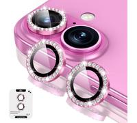 Protective Camera Lens For Iphone 16 / Iphone 16 Plus, 9h Lens Protection Film [Scratch Glass] [Ultra Hd] Individual Metal Ring Camera Protector, Pink Diamond
