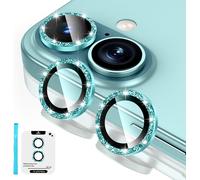 Protective Camera Lens For Iphone 16 / Iphone 16 Plus, 9h Lens Protection Film [Scratch Glass] [Ultra Hd] Individual Metal Ring Camera Protector, Glitter Green