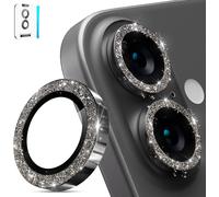 Protective Camera Lens For Iphone 16 \ Iphone 16 Plus, Hd Clear Tempered Glass, Glitter Metal Back Camera Protector 9h Hardness Anti-Scratch \ Black Glitter