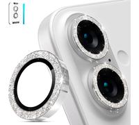 Protective Camera Lens For Iphone 16 \ Iphone 16 Plus, Hd Clear Tempered Glass, Glitter Metal Back Camera Protector 9h Hardness Anti-Scratch \ Glitter Silver