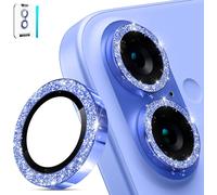 Protective Camera Lens For Iphone 16 \ Iphone 16 Plus, Hd Clear Tempered Glass, Glitter Metal Back Camera Protector 9h Hardness Anti-Scratch \ Glitter Blue