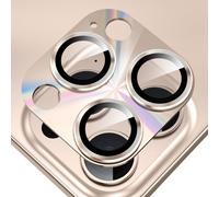 Protective Camera Lens For Iphone 16 Pro /Iphone 16 Pro, 9h Lens Protection Film [Scratch Glass] [Ultra Hd] Metal Ring Camera Protector, Laser Gold