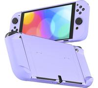 Protective Case Compatible with Nintendo Switch OLED,Dock for Switch Console OLED and Joycon,Cute Accessories for Switch OLED with Comfortable Grip-Purple