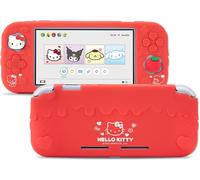 Protective Case for Switch Lite,Soft Silicone Anti-Scratch Cover with 2 Stick Caps-HLK Red