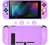Protective Case for Switch,Slim Hard PC Protective Case Cover with 2 Soft Handle Covers and 4 Switch Handle Caps,Purple