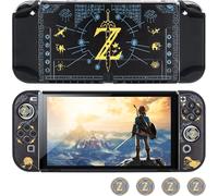 Protective Cover for Switch OLED Console Accessories for Switch OLED with Hard Dockable Case and 2 Silicone Joystick Caps -Zelda