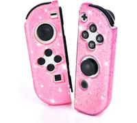 Protective Cover for Switch/Switch OLED Controller,Transparent Glitter Soft TPU Switch Joycon Protector Grip Shell Case with Handles Left and Right,Pink