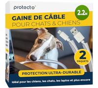 PROTECTO 2-Pack Gaine de Protection Câble pour Chiens et Chats - 2.15m, Ø5mm - Ultra-Résistante, Anti-Morsure, Transparente, Inodore, Facile à Installer, Protège les Câbles Audio, Vidéo et Électriques