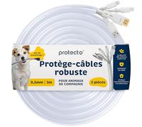 PROTECTO 2-Pack Gaine de Protection Câble pour Chiens et Chats - 3m, Ø 9mm - Ultra-Résistante, Anti-Morsure, Transparente, Inodore, Facile à Installer - Protège Les Câbles Audio, Vidéo et Électriques