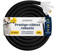 PROTECTO Protection de Cordon Robuste pour Chien et Chat de 12 mm de diamètre, 3 m, Facile à Utiliser pour Animaux de Compagnie, Transparent, inodore, Couleur Noire, Protection Contre Les Animaux