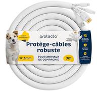 PROTECTO Protection de Cordon Robuste pour Chien et Chat de 12 mm de diamètre, 3 m, Facile à Utiliser pour Animaux de Compagnie, Transparent, inodore, Couleur Blanche, Protection Contre Les Animaux