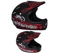 Protectwear Casque de BMX / Freeride / Downhill, conception araignée, rouge noir mat, DH / FH40, Taille: 2XS / Youth L