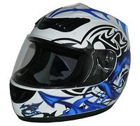 protectWEAR - Casque de Moto Bleu Blanc Dragon Design H 510-11-L
