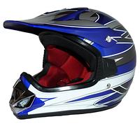 protectWEAR Casque de Moto Cross Enfant Brillant Modèle V310-BL, Bleu/Argent/Blanc, Taille XXS