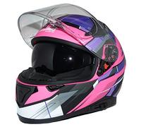 protectWEAR Casque de moto intégral avec pare-soleil intégré et visière pliante 917-PL-S