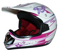 Protectwear Casque de motocross pour enfants / filles, MaX Racing, Rose Bonbon blanc brillant, V310f(ille), Taille: S / Youth XL (55 cm)
