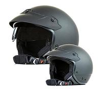 protectWEAR Casque Jet avec Visière et Bouclier, Noir Brillant, S