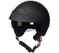 protectWEAR Casque Jet avec Visière et Bouclier, Noir Brillant, XL
