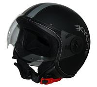 protectWEAR - Casque Jet avec Clair monté visière Noir Mat avec des Rayures argentées Style Pilote - XS