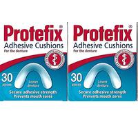 PROTEFIX Lot de 2 coussins adhésifs pour prothèse inférieure - 2 x 30 pièces - Coussins de boîte légèrement endommagés.