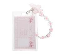 Protège-badge Transparent en Acrylique Rose avec Porte-clés