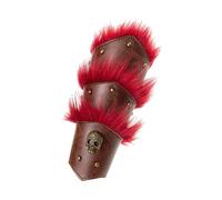 Protège-bras de style victorien avec décorations en forme de tête de mort et fourrure superposée pour adulte Événement LARP et accessoires de costume de reconstitution historique, marron, taille