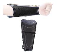 Protège-Bras en Cuir Faits Main, Ajustables, pour la Chasse et Le Tir Bracelet de Protection, Gantelet, Brassard Médiéval Unisexe(Black)