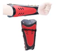 Protège-Bras en Cuir Faits Main, Ajustables, pour la Chasse et Le Tir Bracelet de Protection, Gantelet, Brassard Médiéval Unisexe(Red)