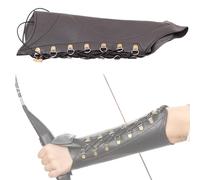 Protège-Bras en Cuir PU pour Tir à l'arc, Protection des Mains, pour la Chasse à l'arc Long(Black)