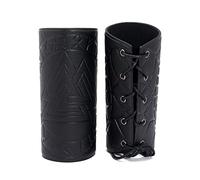 Protège-Bras et Poignets en Cuir Bracelet de Garde l'avant-Bras for Hommes 2 Pack Rock Punk Gothique Puce en Cuir pour Hommes et Femmes(Schwarz)