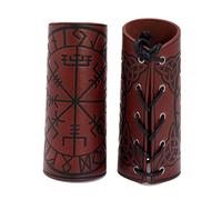 Protège-Bras et Poignets en Cuir Bracelet en Cuir Large for Hommes 2 Pack Puce Cuir ARMGUARD Punk Sangle de Vent l'avant-Bras Personnalité pour Hommes et Femmes(Marron)
