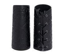 Protège-Bras et Poignets en Cuir Bracelet en Cuir Large for Hommes 2 Pack Puce Cuir ARMGUARD Punk Sangle de Vent l'avant-Bras Personnalité pour Hommes et Femmes(Schwarz)