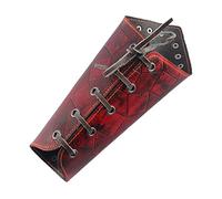 Protège-Bras et Poignets en Cuir Bracelet Protect Arm Bracers Wide Faux Leather Gauntlet pour Hommes et Femmes(Rouge)