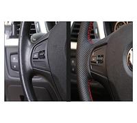 Protege Caches Volant pour Mini pour Cooper Couverture Volant Voiture Bricolage Cousu Main Noir Noir Accessoires Cuir Artificiel(White Thread)