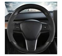 Protege Caches Volant pour Tesla pour Model-S pour Model-Y pour Model-X pour Model-3 Cousu Main Anti-Slip Carbon Fiber Braid Accessoires Couverture Volant Voiture(8)