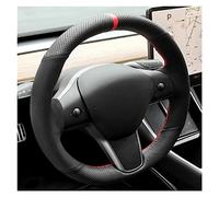 Protege Caches Volant pour Tesla pour Model-S pour Model-Y pour Model-X pour Model-3 Cousu Main Anti-Slip Carbon Fiber Braid Accessoires Couverture Volant Voiture(11)