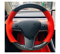 Protege Caches Volant pour Tesla pour Model-S pour Model-Y pour Model-X pour Model-3 Cousu Main Anti-Slip Carbon Fiber Braid Accessoires Couverture Volant Voiture(9)