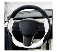 Protege Caches Volant pour Tesla pour Model-S pour Model-Y pour Model-X pour Model-3 Cousu Main Anti-Slip Carbon Fiber Braid Accessoires Couverture Volant Voiture(10)