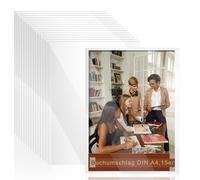 Protège Cahier 21x29.7 DIN A4 15 x Protege Livre Transparent avec Bande Adhésive, pour Livres, Cahiers et Fournitures Scolaires, Protège-Livres, Protège-Livres et Protège-Cahiers