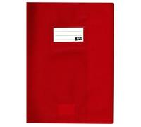 Protège-cahier opaque rouge en PVC - Format 24x32 cm - Épaisseur 19/100ème - Grain cuir