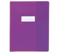 Calligraphe 72406AMZC Un Protège-Cahier Grain Cuir Violet - 24x32 cm - 22/100ème avec Porte-Étiquette - PVC Opaque