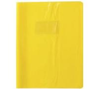 Calligraphe 71104C Un Protège-Cahier Grain Madras Jaune - 17x22 cm - 22/100ème avec Porte-Étiquette et Marque-Pages - PVC Opaque