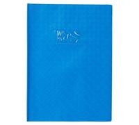 Protège-cahiers grain losange PVC 18/100ème avec porte-étiquette A4 - Bleu