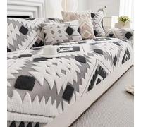 Protège-canapé Souple Noir en Forme de Losange, antidérapant, Lavable, Grand, Chaud et Confortable, adapté pour canapés 1, 2, 3 ou 4 Places Dark-Gray, 90×210cm